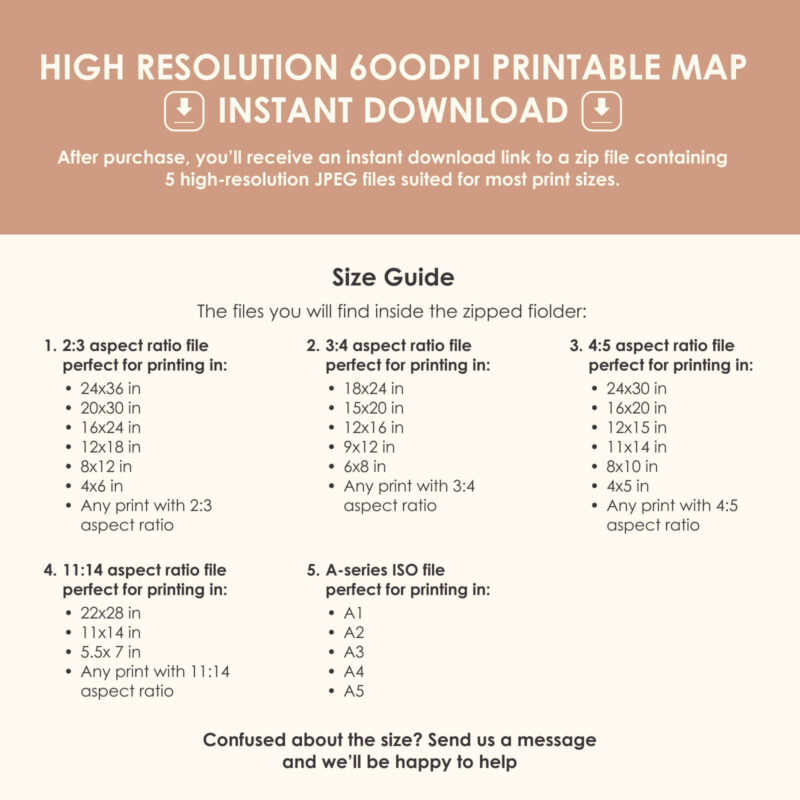 Size guide for portrait oriented prints