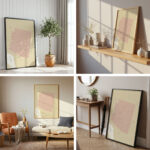 Collage of styled room mockups featuring the Printable Arizona Map in various frames and interior settings.