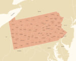 Full Pennsylvania state map featuring clearly labeled counties, major cities, and borders, designed for high-resolution printing.